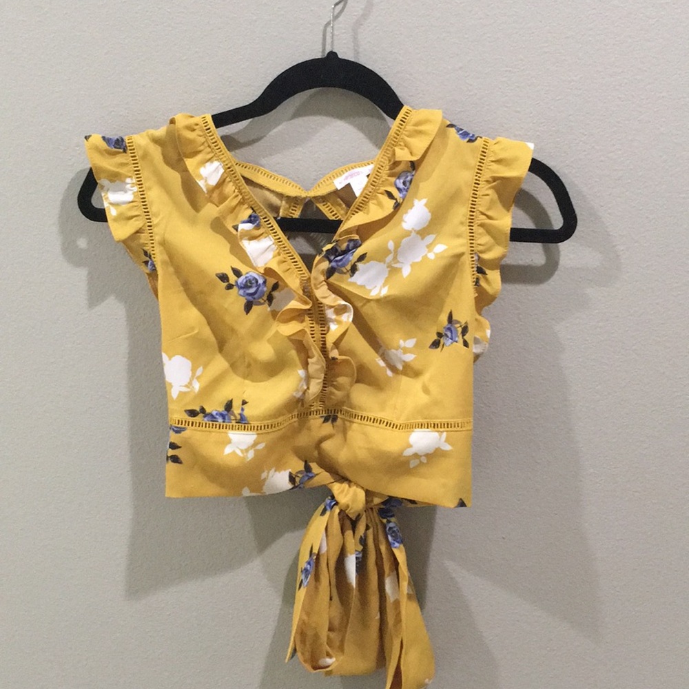 Yellow and blue floral blouse - Picture 1 of 2